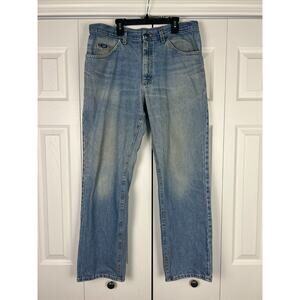 Vintage 70s Lee Jeans Mens Fits 34x30 Medium Wash Denim Fading Spots
